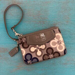 Coach Signature Madison Clover Wristlet With Leather Strap & Zip Closure